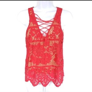 Express Red Crochet Tank Top Size M